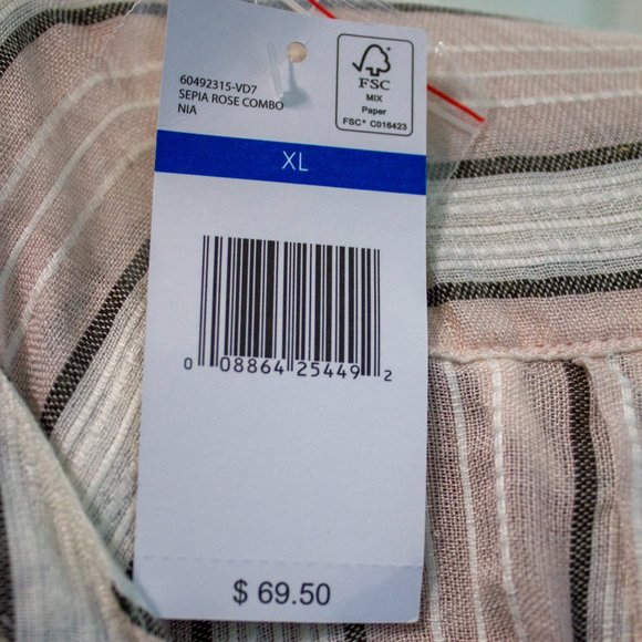 Vintage America Striped Boho Long Sleeve Lace Up Shirt sz xl - Picture 6 of 6